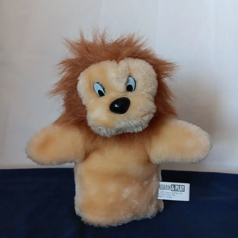 Learn & Play Lion Hand Puppet Plush 1997 Soft Vintage Imagination Toy